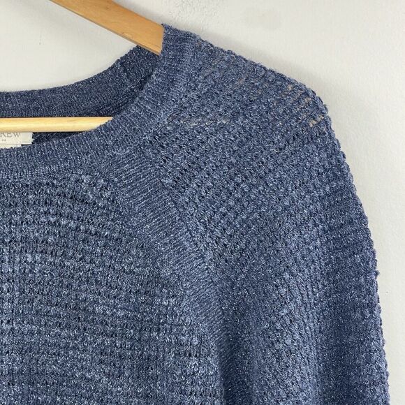 J. Crew Size Blue Linen Blend Knit Sweater Size S Lightweight Summer - Picture 3 of 9
